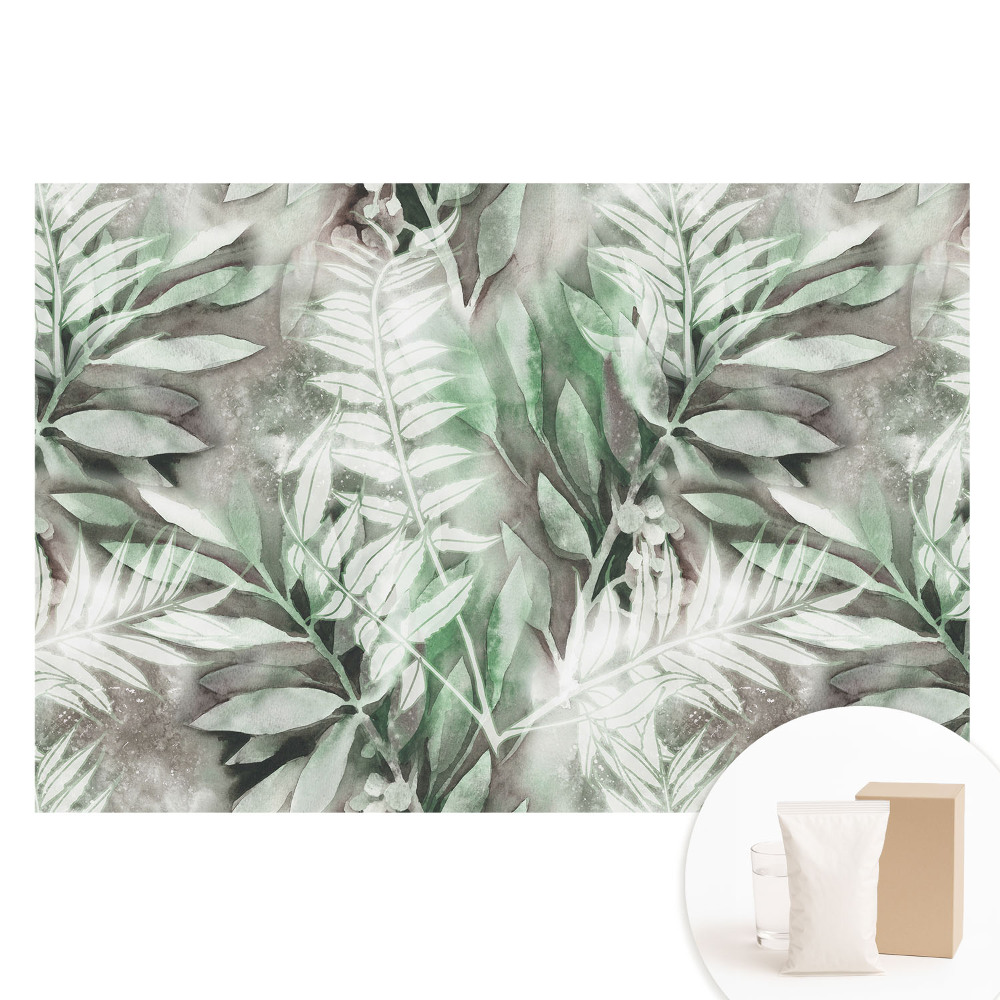 Fototapeta flizelinowa Delikatne liście akwarelowe w zieleni.