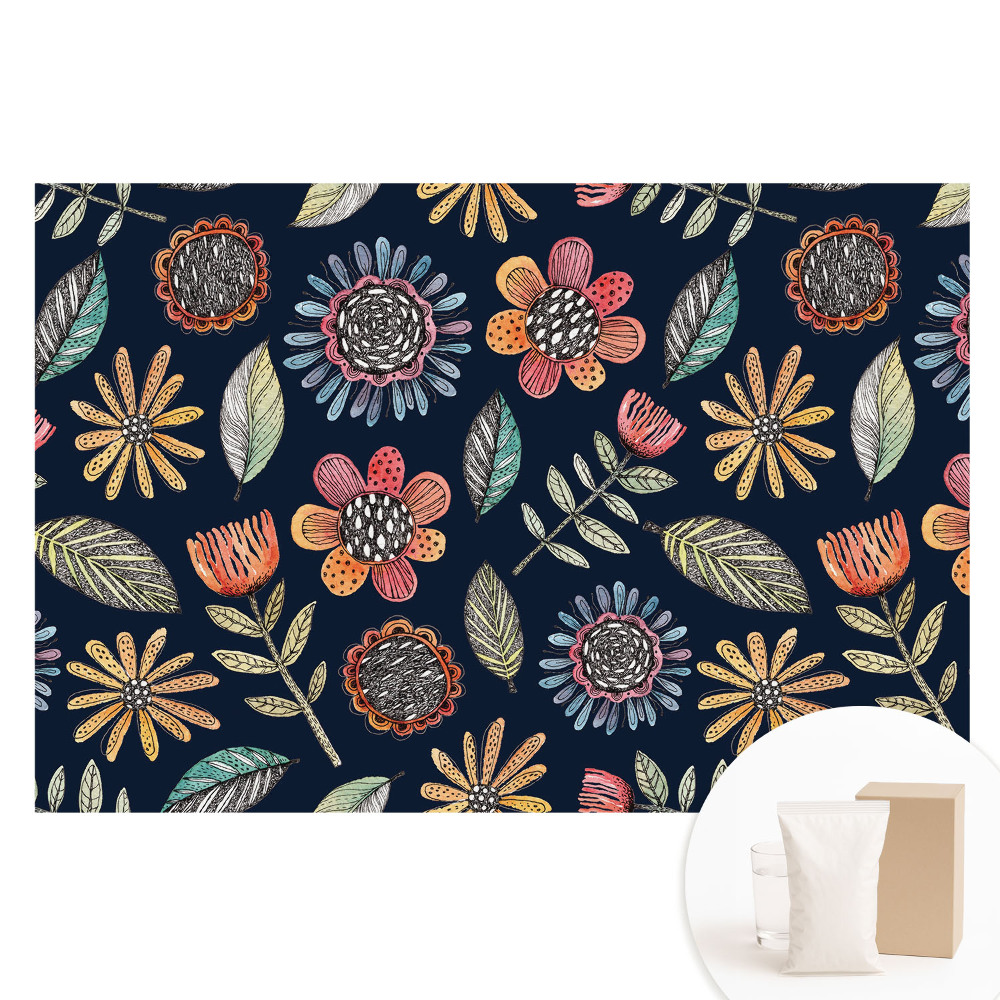 Fototapeta na flizelinie Kolorowe kwiaty liście mozaika