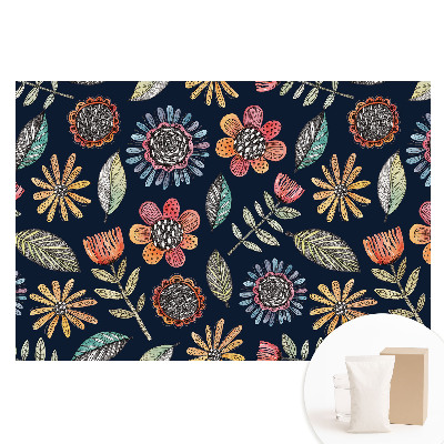 Fototapeta na flizelinie Kolorowe kwiaty liście mozaika