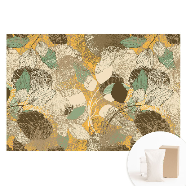 Tapeta fotograficzna na flizelinie Delikatne liście i kwiaty w harmonijnym wzorze