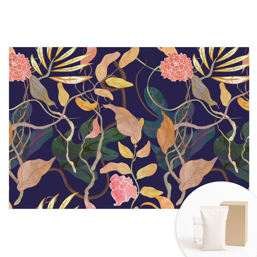 Fototapeta na flizelinie Egzotyczna flora na granatowym tle