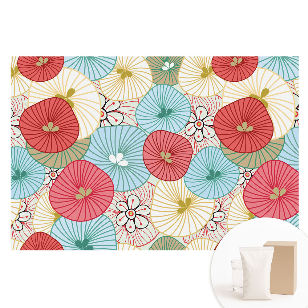 Tapeta fotograficzna flizelinowa Kolorowe okrągłe kwiaty nowoczesny styl