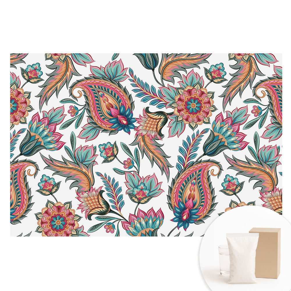 Fototapeta flizelinowa Wzór paisley z kwiatami liśćmi