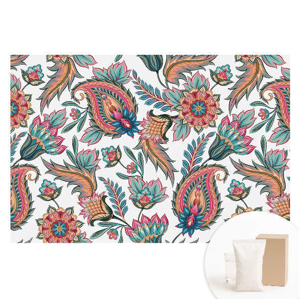 Fototapeta flizelinowa Wzór paisley z kwiatami liśćmi