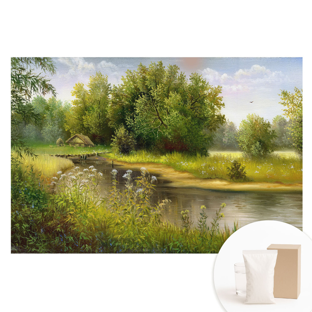 Fototapeta na flizelinie Sielski krajobraz natura las woda