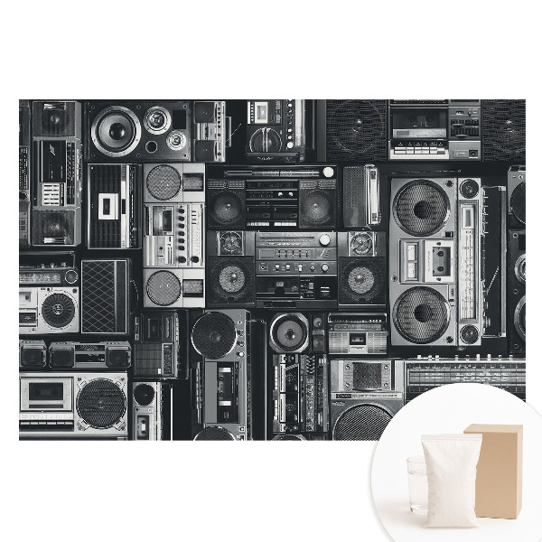 Tapeta fotograficzna flizelinowa Stylowy wzór retro z radioodbiornikami