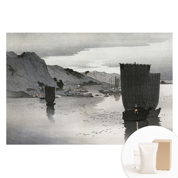 Fototapeta flizelinowa Żagle i góry o zmierzchu