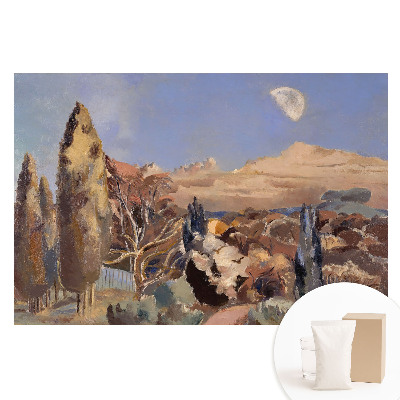 Fototapeta flizelinowa z nadrukiem Malowniczy krajobraz z drzewami i górami