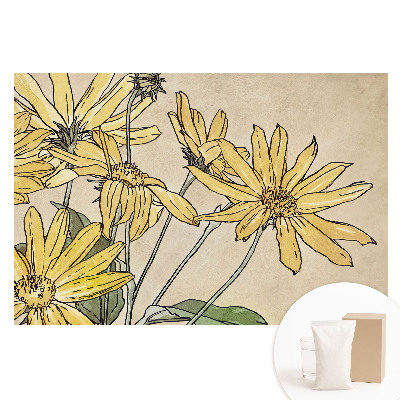 Fototapeta flizelinowa z nadrukiem Żółte kwiaty na beżowym tle