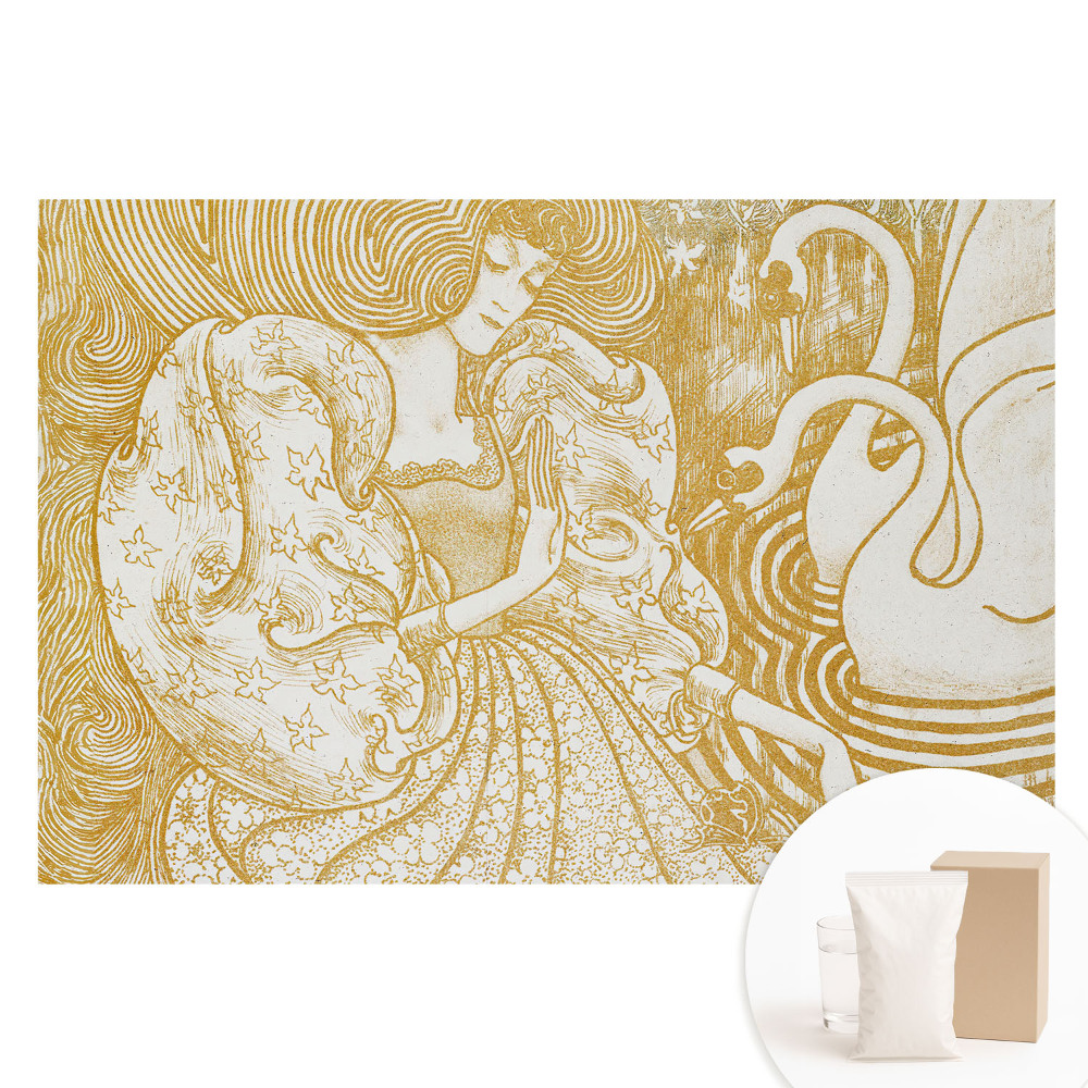 Fototapeta z nadrukiem na flizelinie Kobieta z łabędziami baśniowy styl