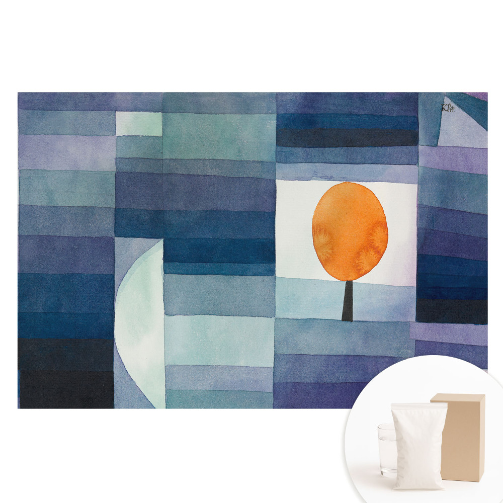 Fototapeta flizelinowa z nadrukiem Pomarańczowe drzewo na niebieskim tle