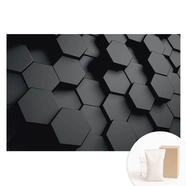 Fototapeta flizelinowa z nadrukiem Ciemne sześciokąty 3D elegancja i nowoczesność