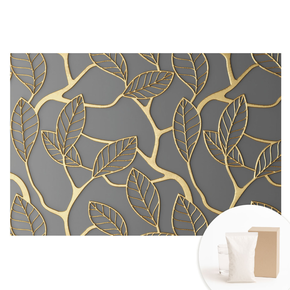 Tapeta fotograficzna na flizelinie Liście na szarym tle subtelny wzór