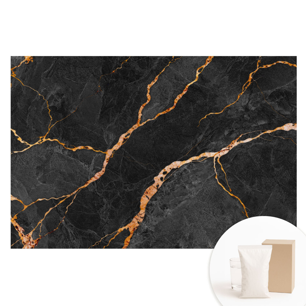 Fototapeta na flizelinie Marmurowe czarne tło z żyłkami