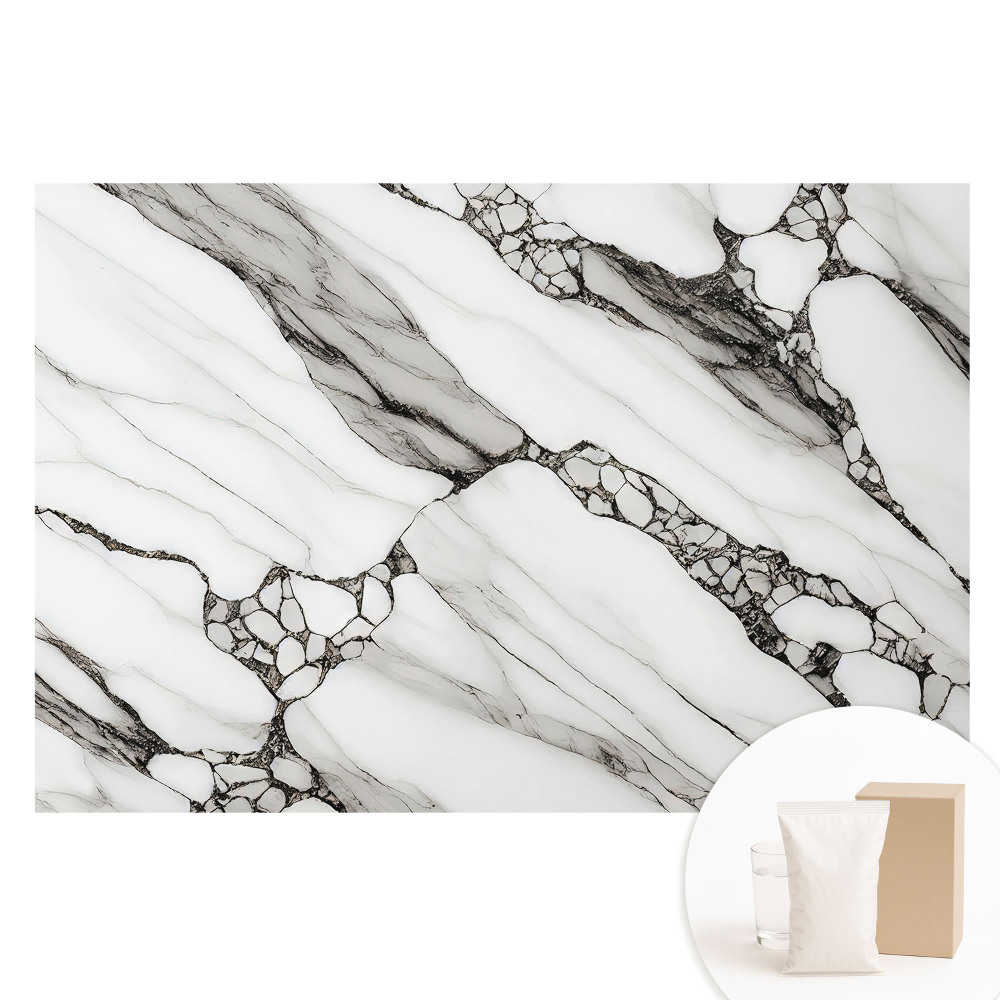 Fototapeta flizelinowa Czarne żyłki na białym tle kamienia