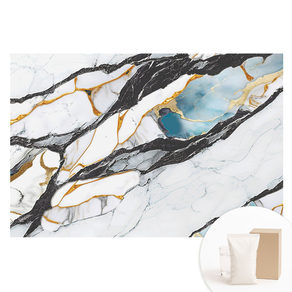 Fototapeta flizelinowa Marmur z czernią i błękitem