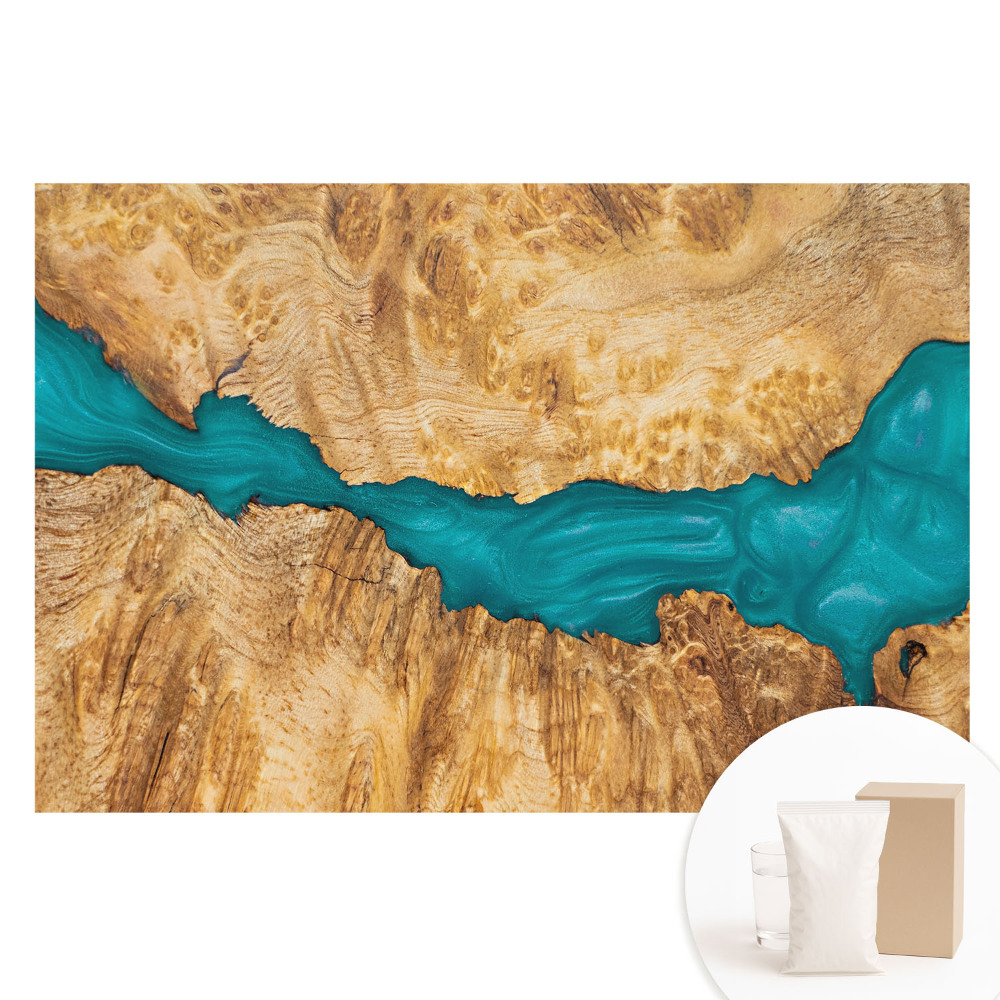 Fototapeta flizelinowa z nadrukiem Błękitna żywica i drewno naturalne