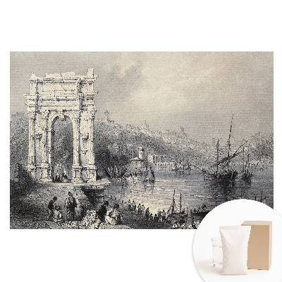 Fototapeta z nadrukiem na flizelinie Historyczna przystań z łukiem antycznym