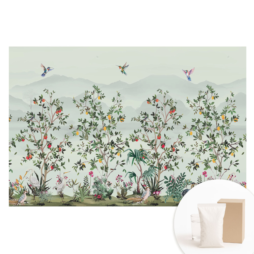 Tapeta fotograficzna flizelinowa Egzotyczny krajobraz natury pełen ptaków