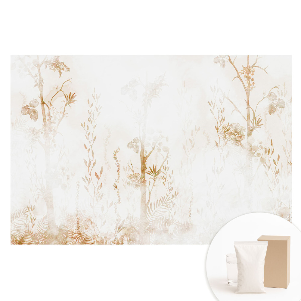 Fototapeta flizelinowa z nadrukiem Botaniczne motywy na jasnym tle