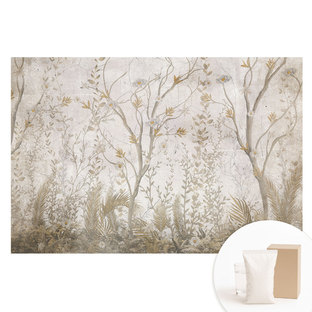 Fototapeta z nadrukiem na flizelinie Subtelna grafika z delikatnymi roślinami