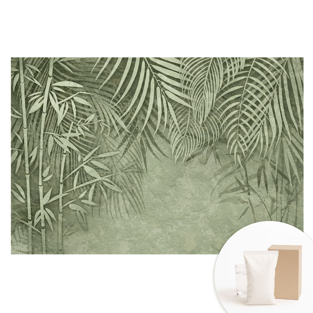 Tapeta fotograficzna flizelinowa Motywy bambusa w zielonych tonacjach