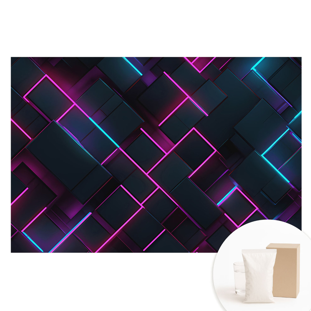 Fototapeta flizelinowa Geometryczne kształty z neonowym podświetleniem