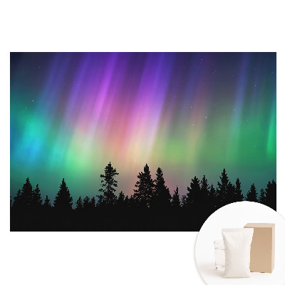 Duża fototapeta na ścianę Zorza polarna nad lasem