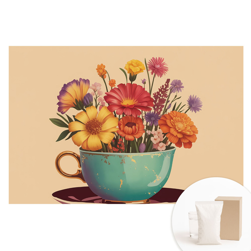 Fototapeta z nadrukiem na flizelinie Kwiaty w filiżance