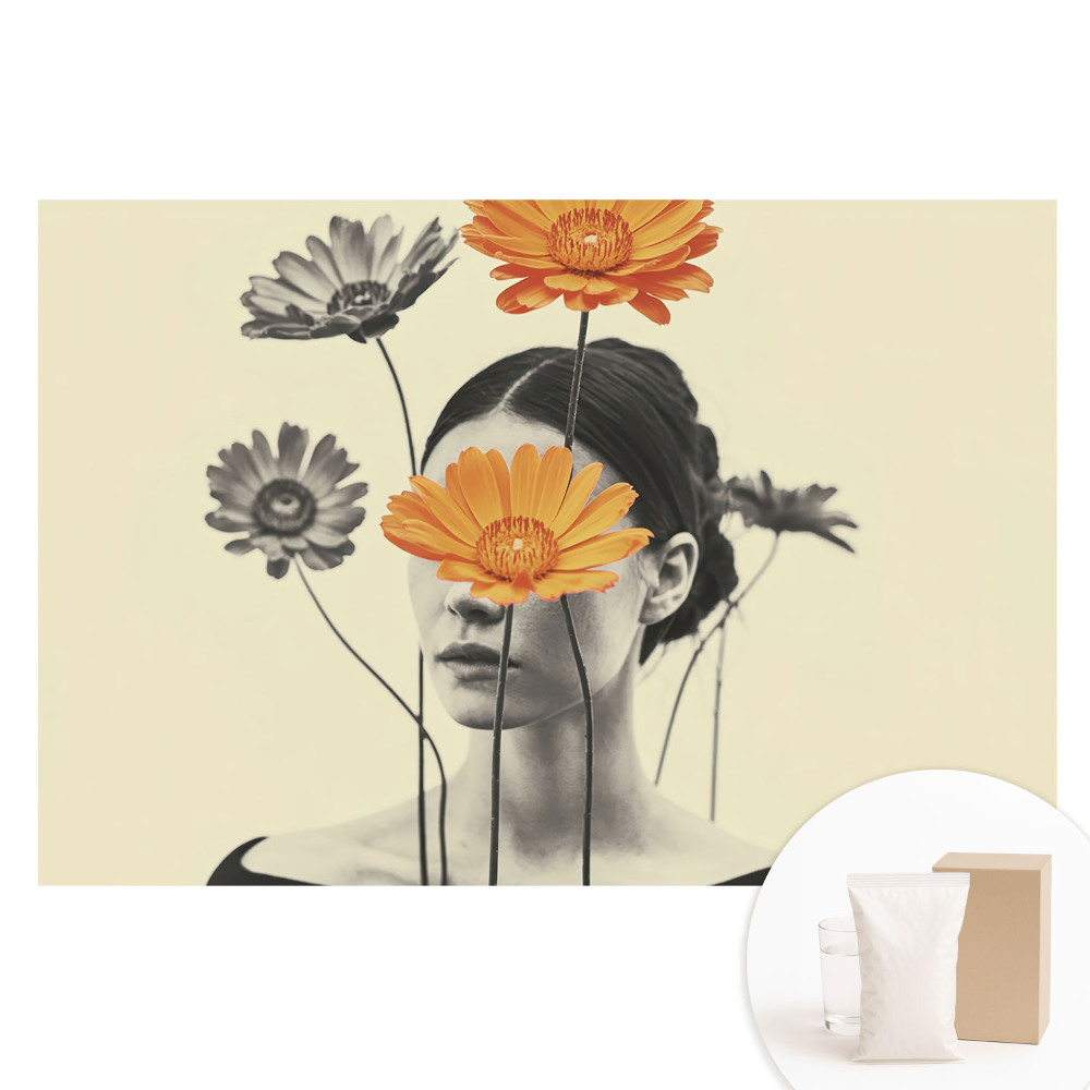 Fototapeta flizelinowa Kwiaty i twarz w surrealistycznym stylu