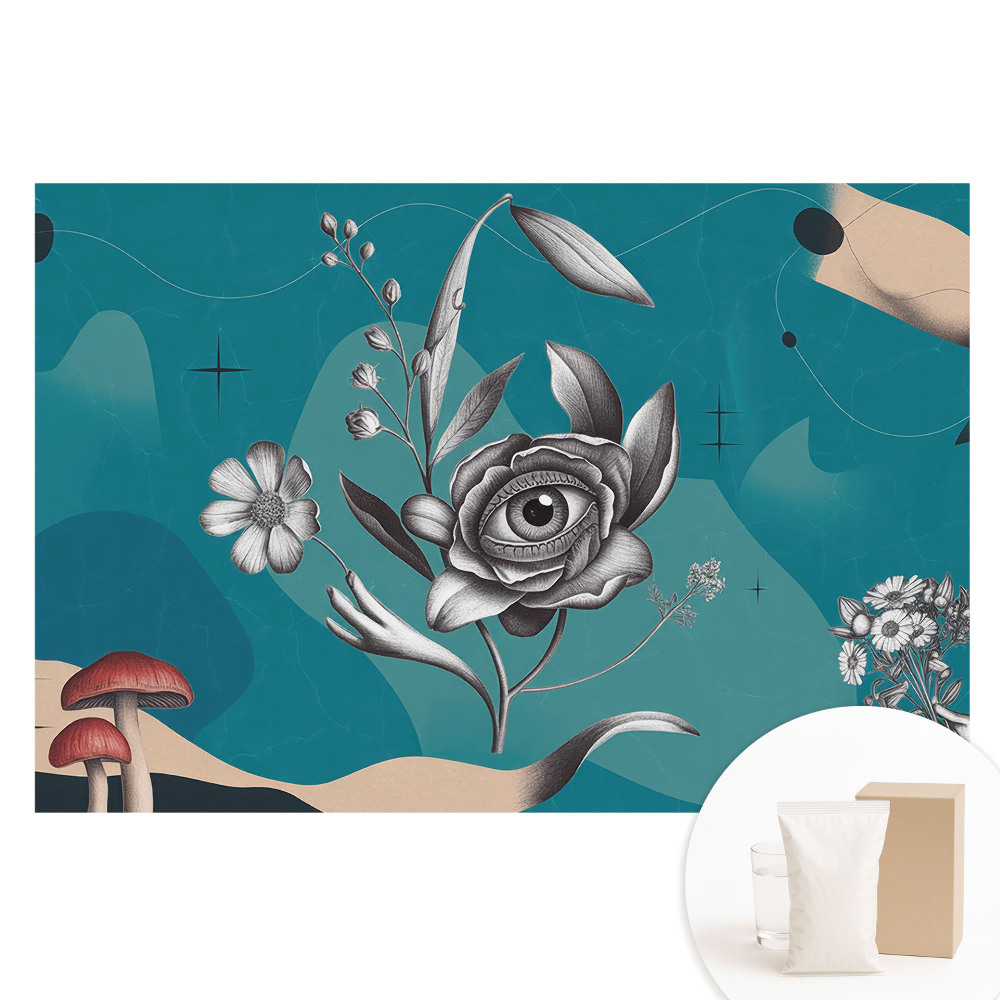 Fototapeta na flizelinie Surrealistyczny kolaż z kwiatami.