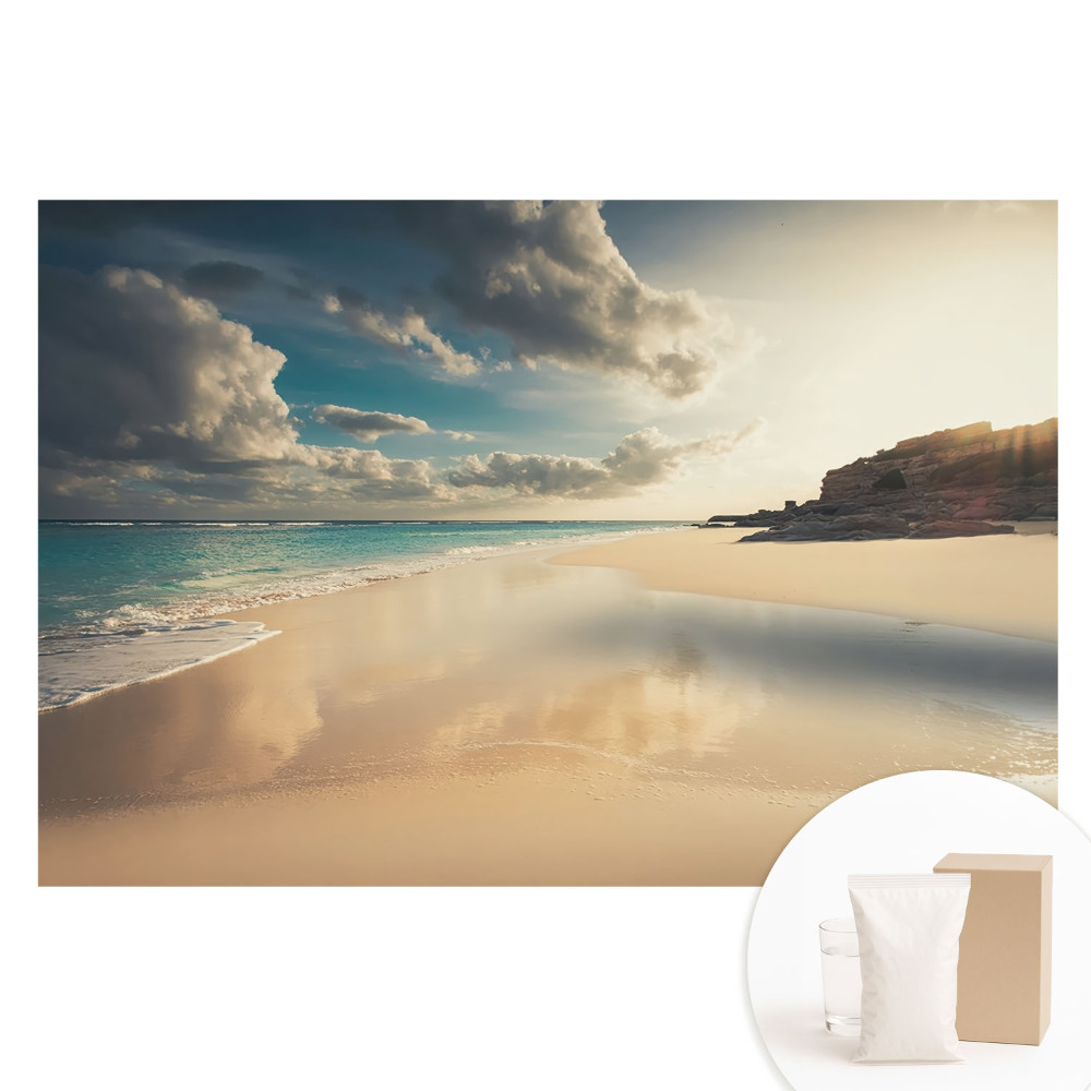 Fototapeta flizelinowa Plaża i ocean przy zachodzie słońca