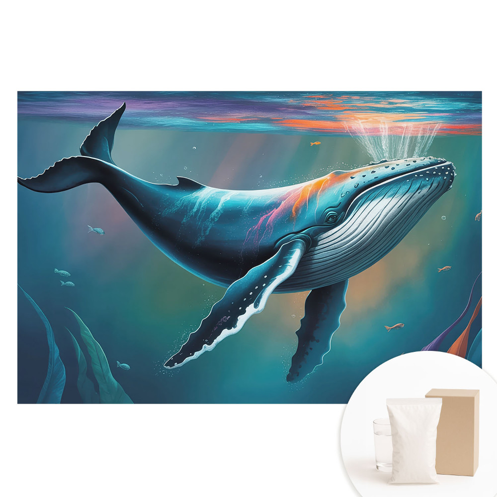 Fototapeta z nadrukiem na flizelinie Wieloryb w kolorach oceanu