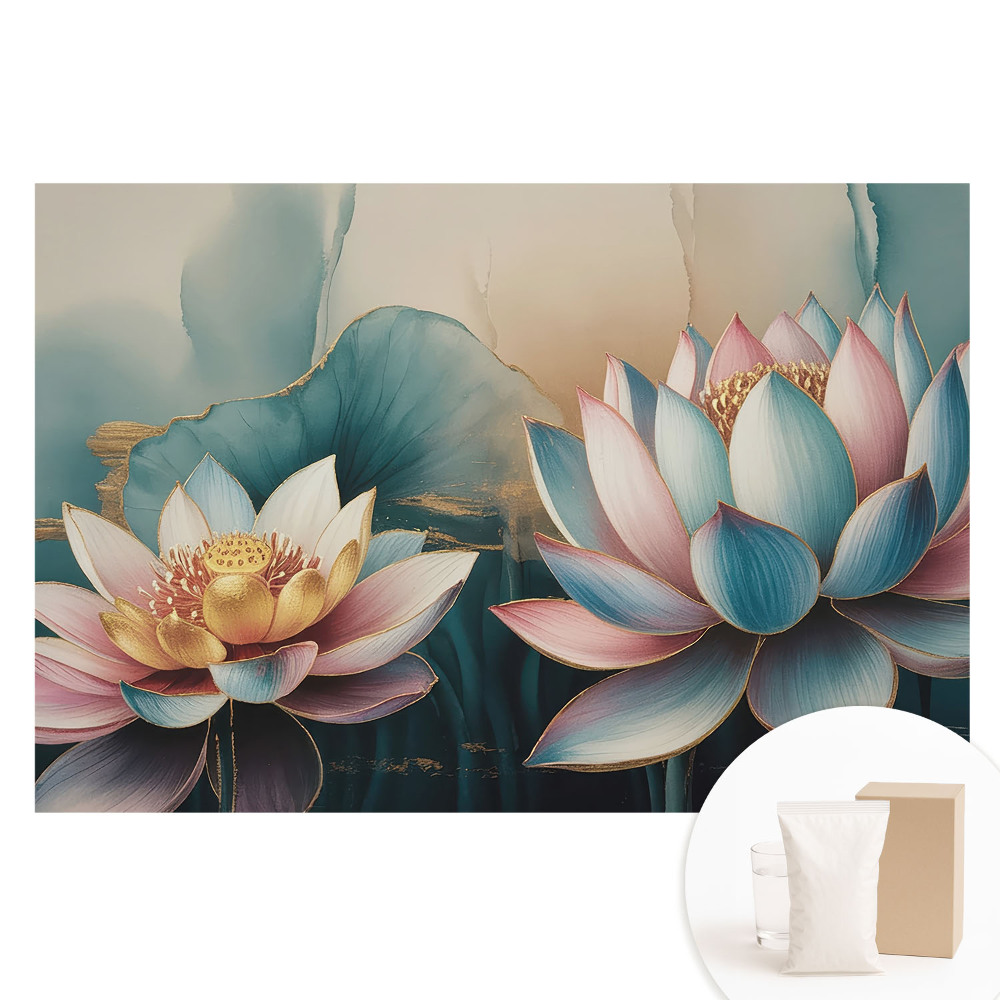 Tapeta fotograficzna na flizelinie Delikatne kwiaty lotosu w abstrakcyjnym stylu