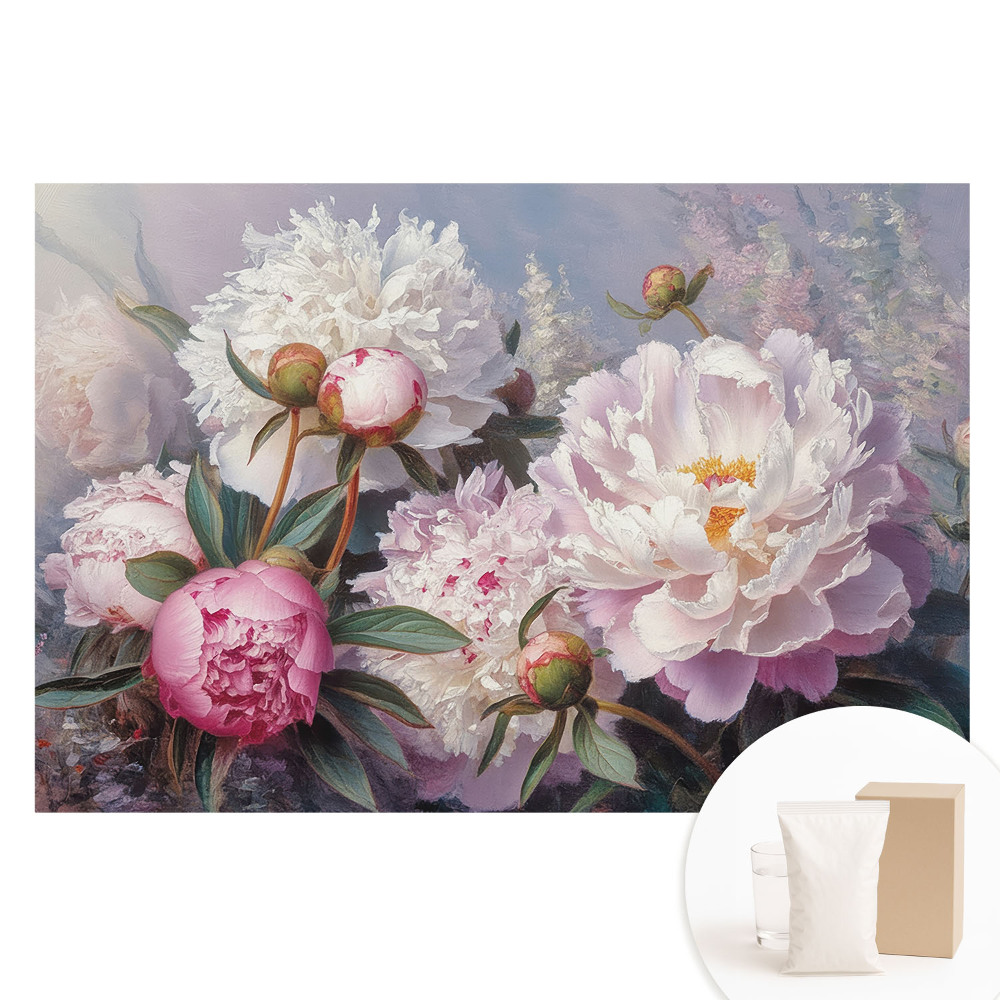 Fototapeta flizelinowa z nadrukiem Kwiaty piwonii pastelowe piękno