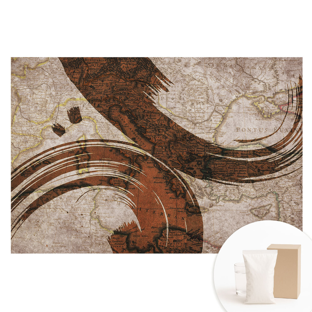 Duża fototapeta na ścianę Stara mapa z abstrakcyjnymi akcentami