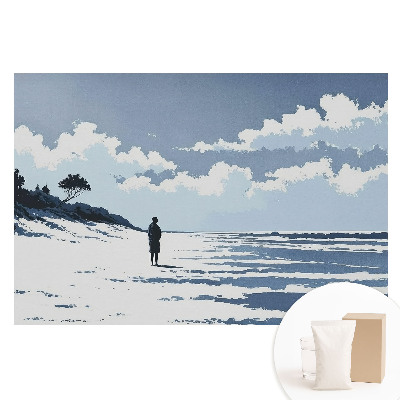 Tapeta fotograficzna na flizelinie Samotna postać na plaży niebieskie tło