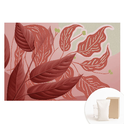 Fototapeta z nadrukiem na flizelinie Czerwone liście na różowym tle