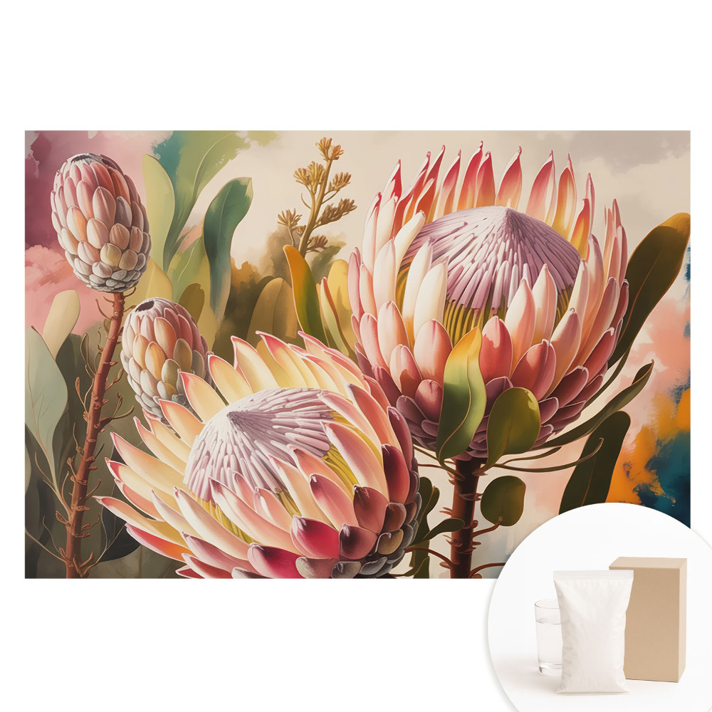 Tapeta fotograficzna na flizelinie Kwiaty protei pastelowe kolory elegancja