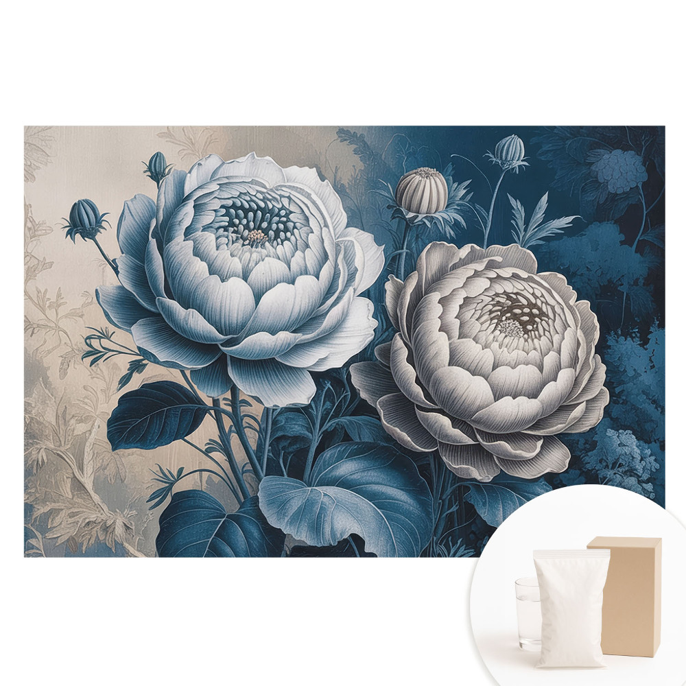 Tapeta fotograficzna flizelinowa Kwiaty w odcieniach niebieskiego szarości