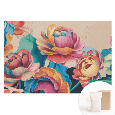 Duża fototapeta na ścianę Energetyczne kwiaty w stylu retro