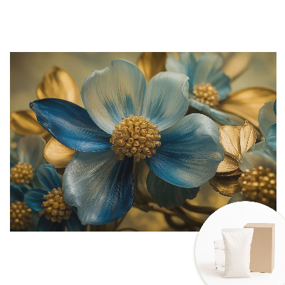 Fototapeta flizelinowa Niebieskie kwiaty żółte środki