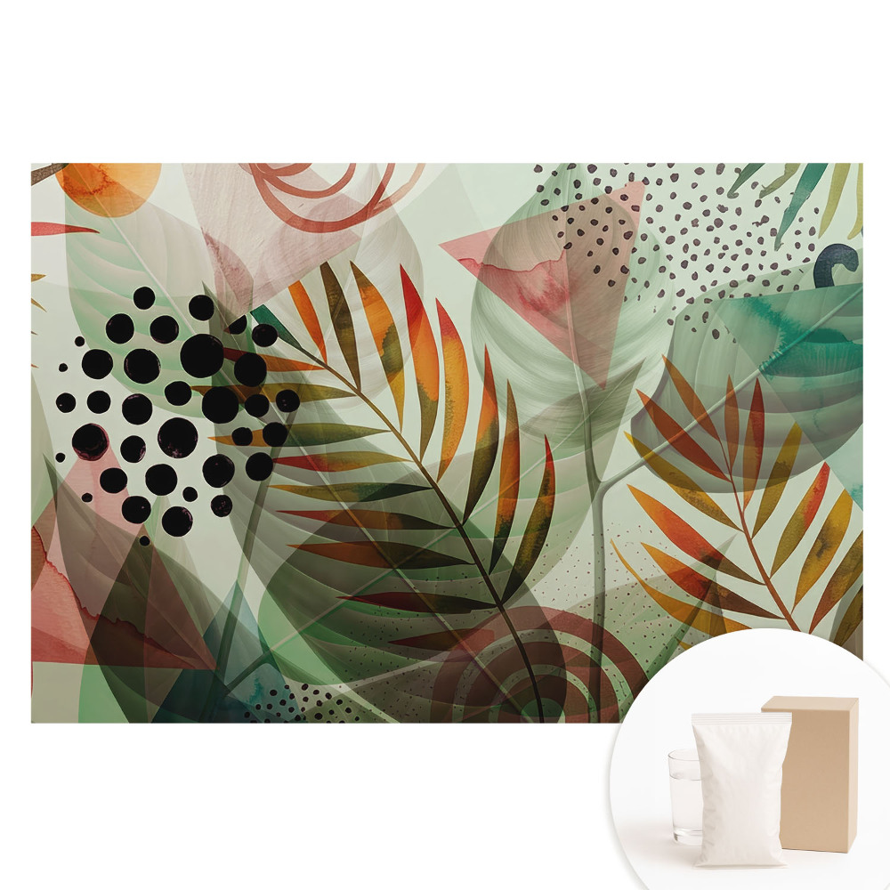 Fototapeta z nadrukiem na flizelinie Liście abstrakcyjne geometryczne wzory.