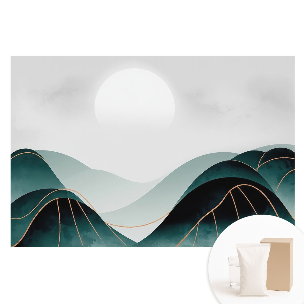 Fototapeta na flizelinie Nowoczesny krajobraz z zielonymi wzgórzami.