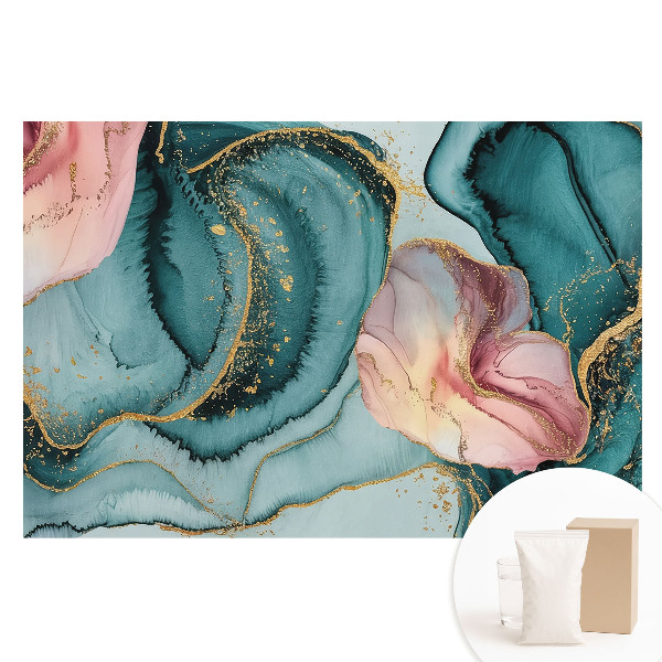 Duża fototapeta na ścianę Abstrakcyjne zielono-różowe fale