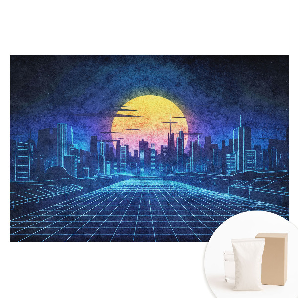 Fototapeta flizelinowa z nadrukiem Zachód słońca w futurystycznym mieście