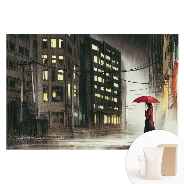 Tapeta fotograficzna na flizelinie Miejska noc deszczowy nastrój tajemnica