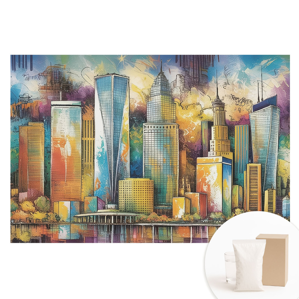 Duża fototapeta na ścianę Kolorowe wieżowce miasta energia