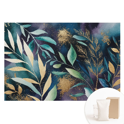 Fototapeta z nadrukiem na flizelinie Botaniczne liście na ciemnym tle