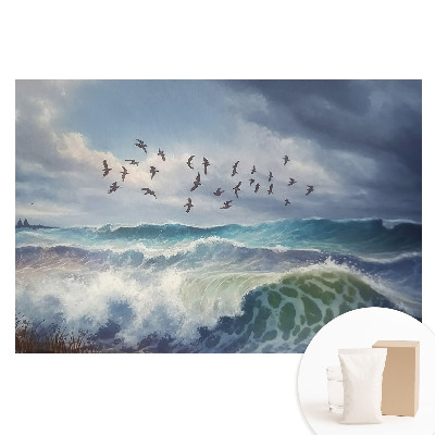 Fototapeta flizelinowa z nadrukiem Morskie fale ptaków grupa